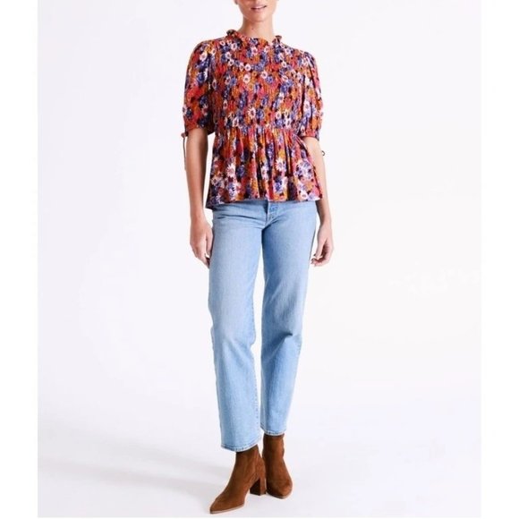 VERO MODA Frida Beauty Smocked Top Floral Print - NWT - Size Large - Picture 3 of 5